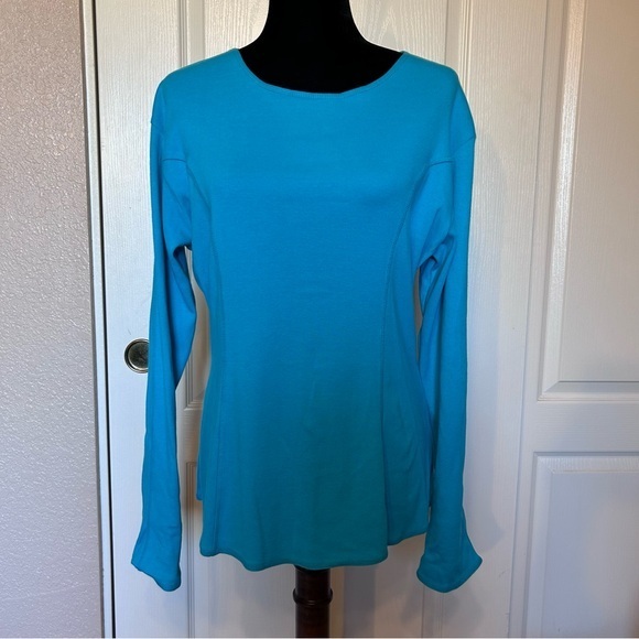 grand mix Tops - NWT Vintage Grand Mix Miller’s Outpost Turquoise Long Sleeve Blouse Size Large